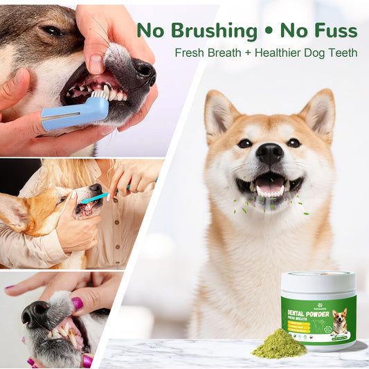 Vetriuntrix Dental Powder Full Series for Dogs Teeth Tartar Remove & Plaque Off, Fresh Breath for Dogs with Natural Plants Extracts and Postbiotics