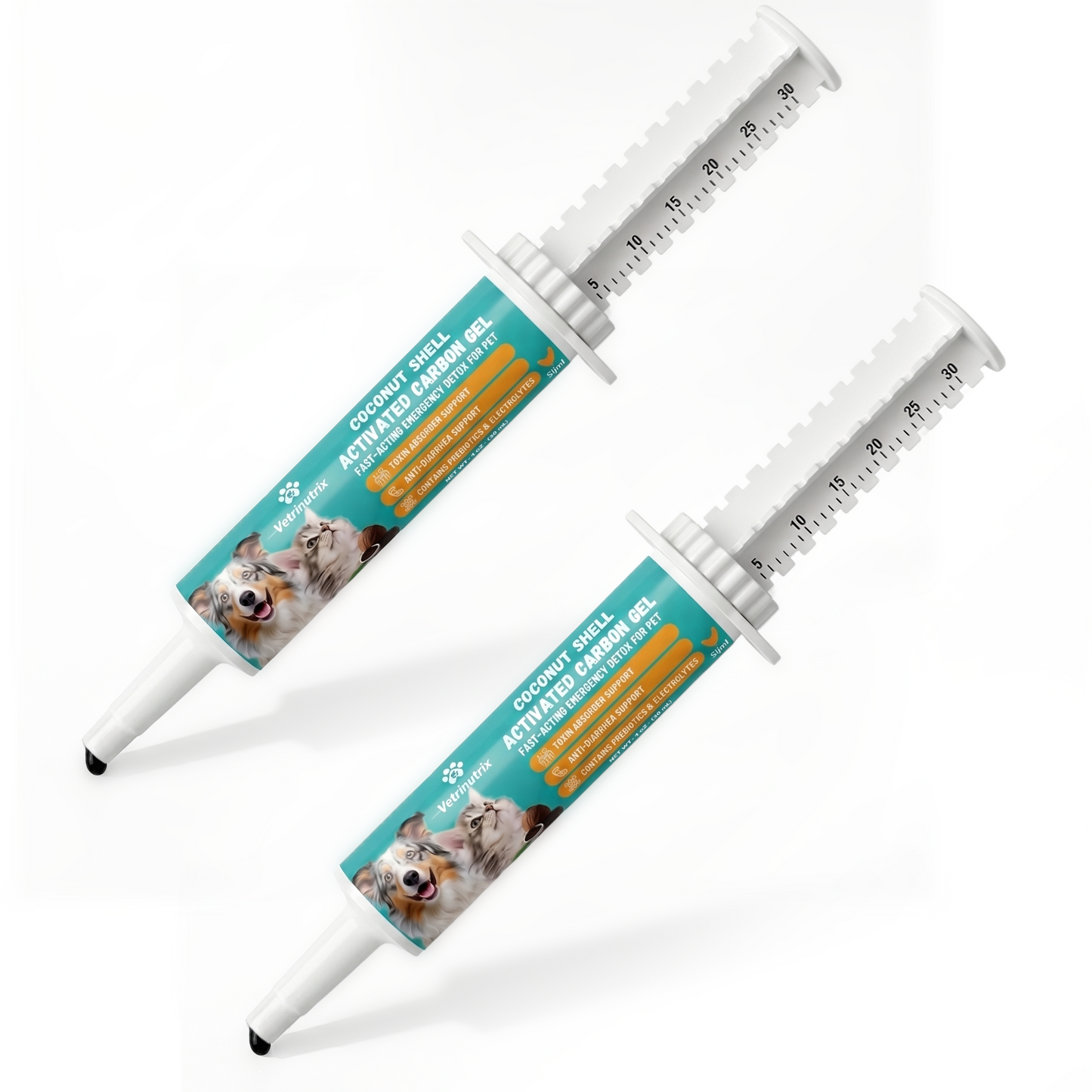 Activated Charcoal for Dogs & Cats - 30ml Anti Diarrhea | Emergency Poison First Aid Kit & Toxin Binder - Oral Paste with Syringe for Accidental Ingestion, Home & Travel