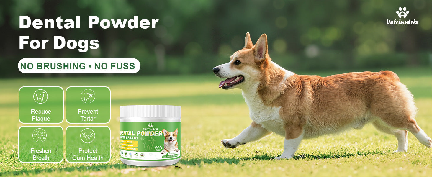 Vetriuntrix Dental Powder Full Series for Dogs Teeth Tartar Remove & Plaque Off, Fresh Breath for Dogs with Natural Plants Extracts and Postbiotics