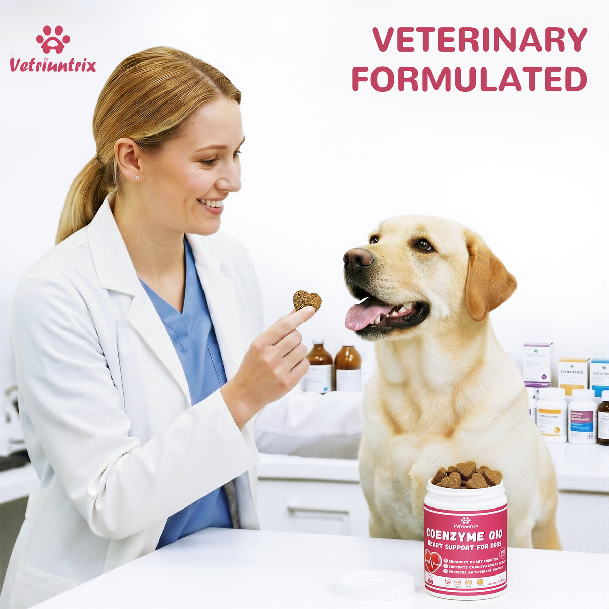 Vetriuntrix Heart Support Supplement for Dogs 200ct, Taurine for Senior & Puppy Dogs, Dog Multivitamin with CoQ10 & L-Carnitine for Heart, Cardiovascular & Antioxidant Support